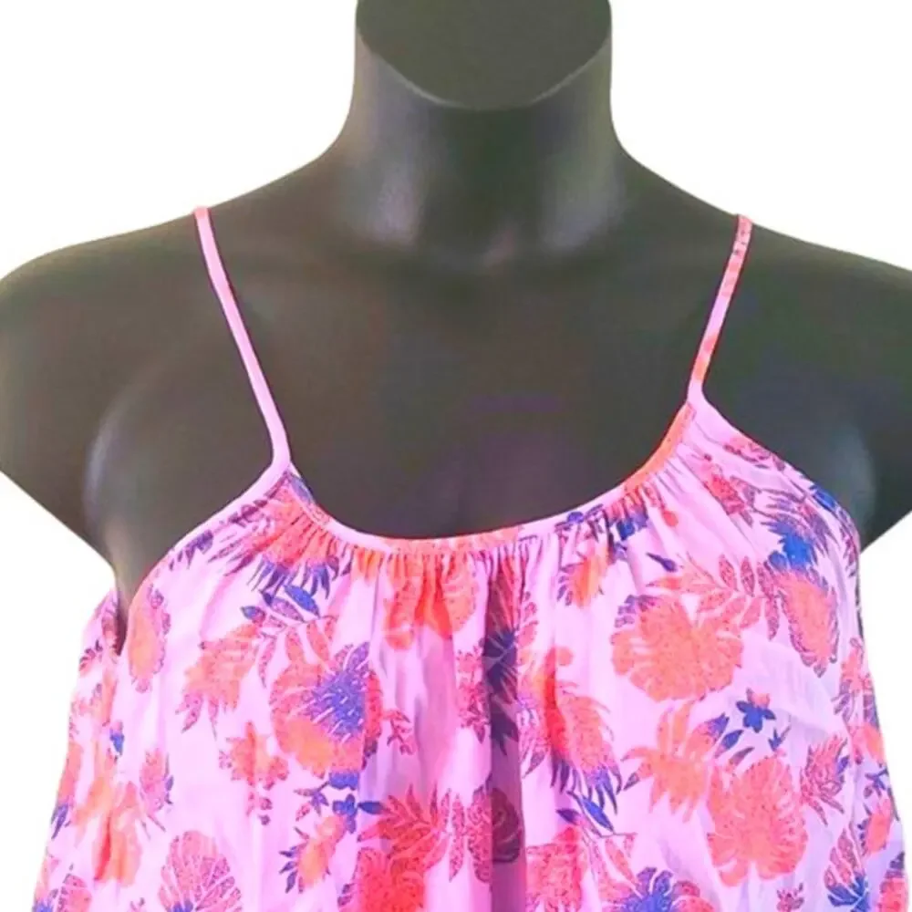 Excellent Tucker + Tate Girls Pink Purple Tropical Floral Tank Top Size XL 14/16